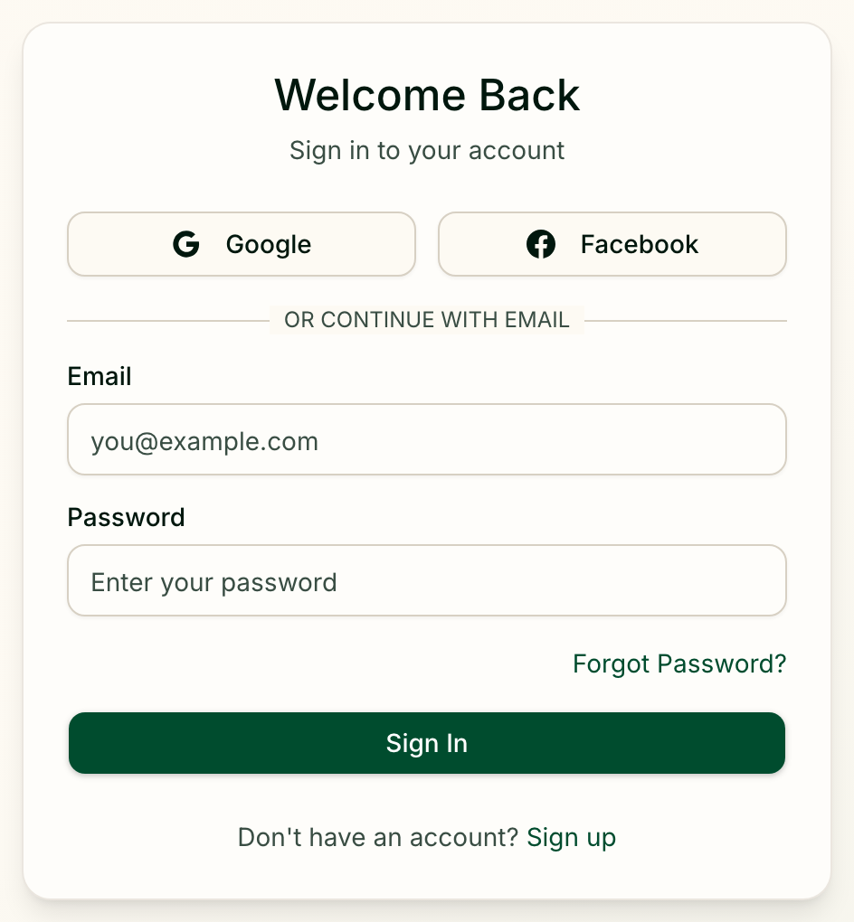 The sign-in form