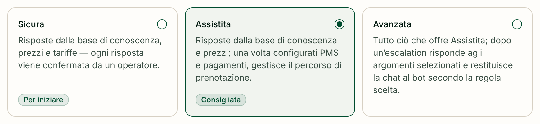 Le tre modalità dell'autopilota